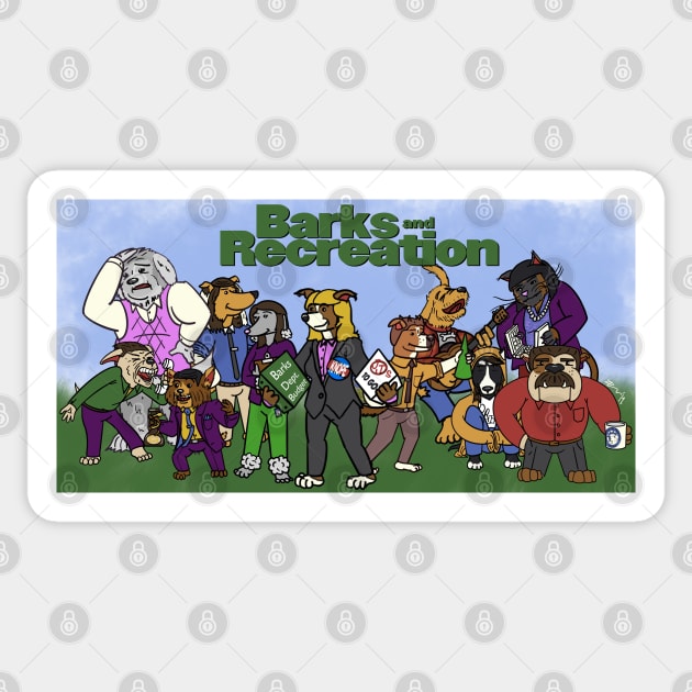 Barks and Recreation Sticker by JoshErichDigitalInk